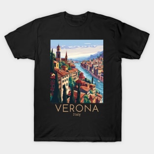 A Vintage Travel Illustration of Verona - Italy T-Shirt